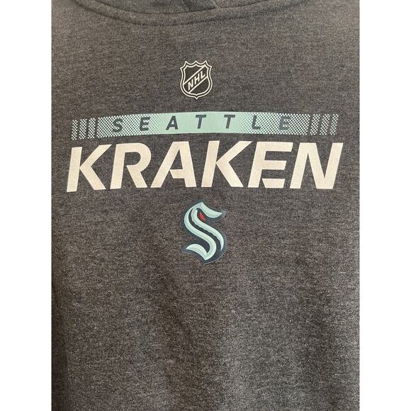 NHL Seattle Kraken Dark Gray Pullover Hoodie Small 🔥NEW🔥Fanatics Authentic Pro - Picture 4 of 9
